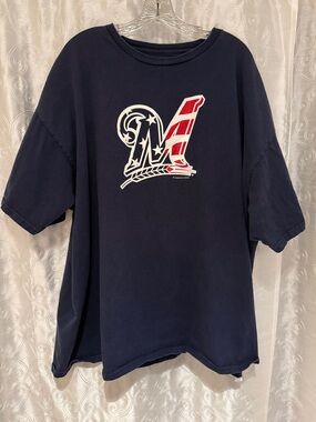 MLB Milwaukee Brewers Stars & Stripes Logo Shirt Adult Size 3XL 🔥 C2